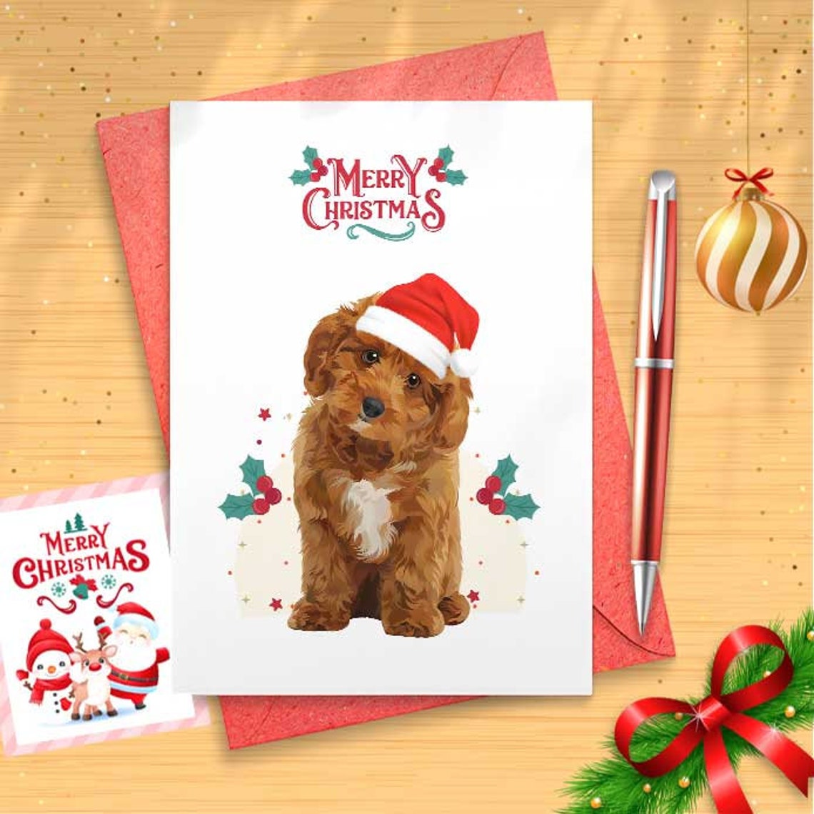 Cute Cavapoo Christmas Day Card - Dog Lover, Romantic Card, Cute Love Card, Funny Christmas Day, Greeting Card, Love [01538]