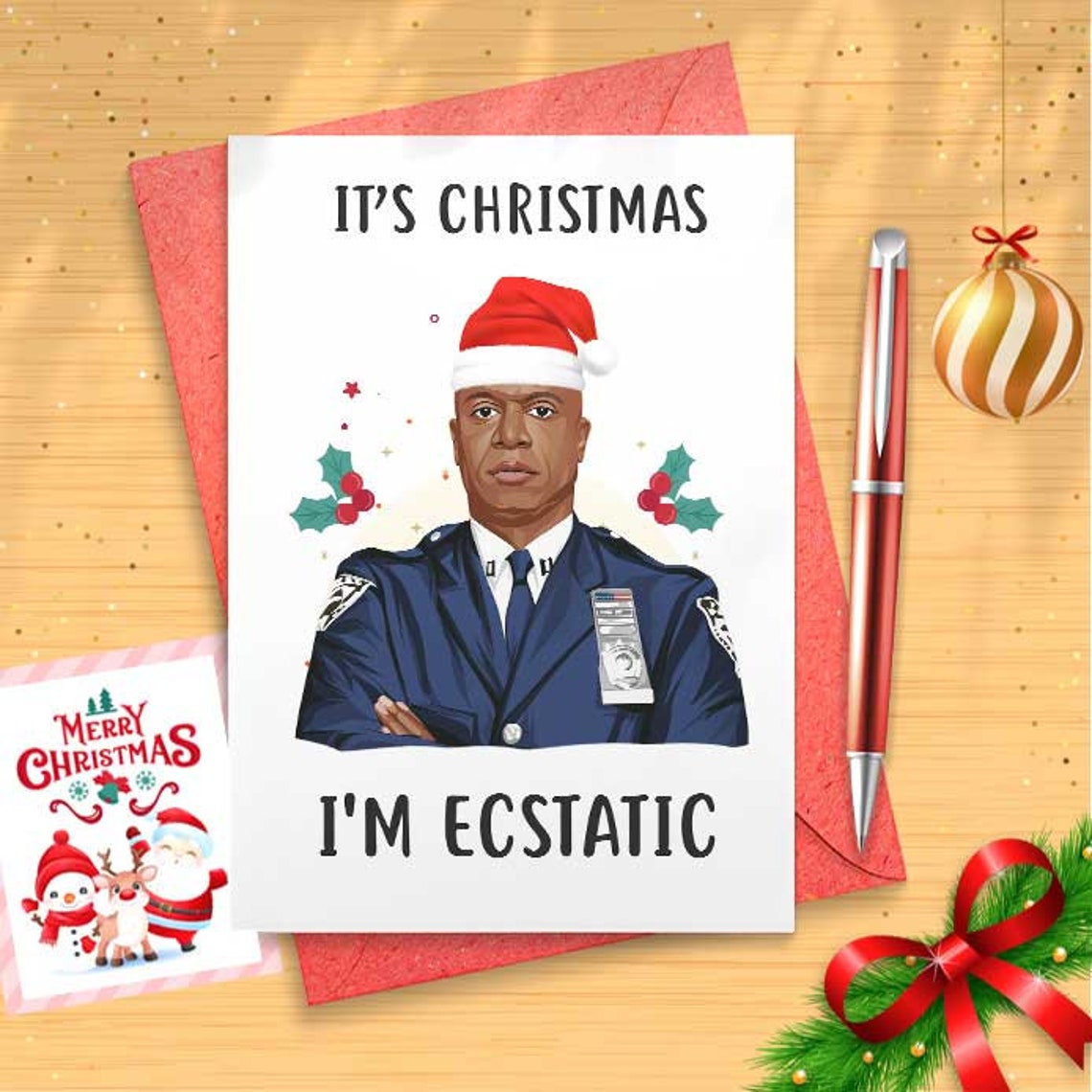 Funny Captain Holt Christmas Card - Romantic Card, Xmas Card, Cute Love Card, Stocking Stuffer [01539]