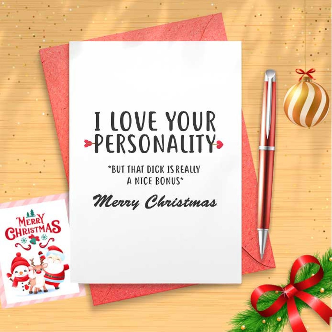 I Love Your Personality - Cute Christmas Card for Husband - Christmas Card for Boyfriend - Christmas Card for Other , Naughty Card [01544]