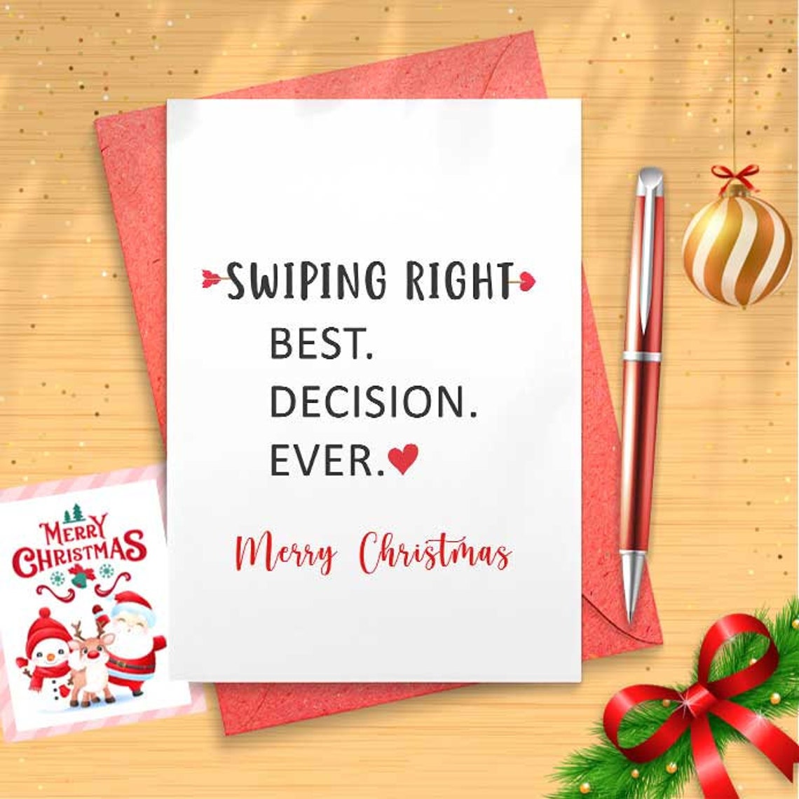 Swiping Right, Best. Decision. Ever - Dating App, Romantic Card, Cute Love Card, Funny Christmas Card, For Boyfriend Girlfriend [01551]