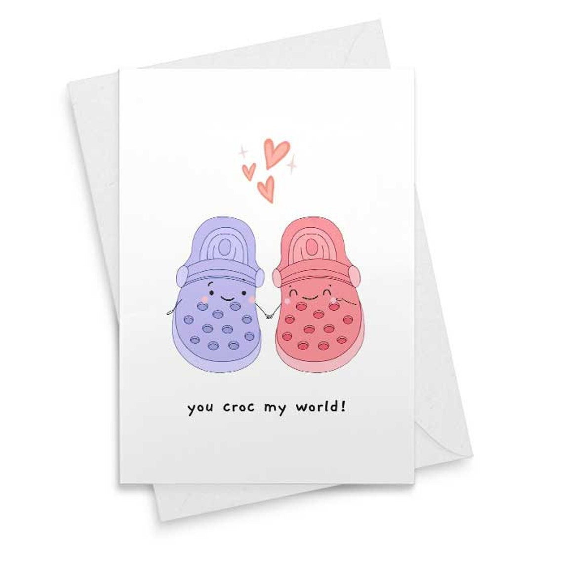 You Croc My World Funny Pun Valentines Day Card | Card for Boyfriend / Girlfriend | Clogs / Crocs | Slippers | Cute Card [01374]