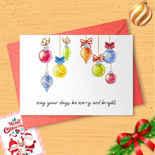 Christmas cards. Hanging bauble design. Luxury cards. [01375]