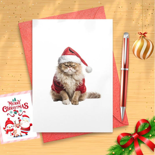 Funny Angry Cats Christmas Card for your Friends or Family - Humor, Set of 5 [01558]