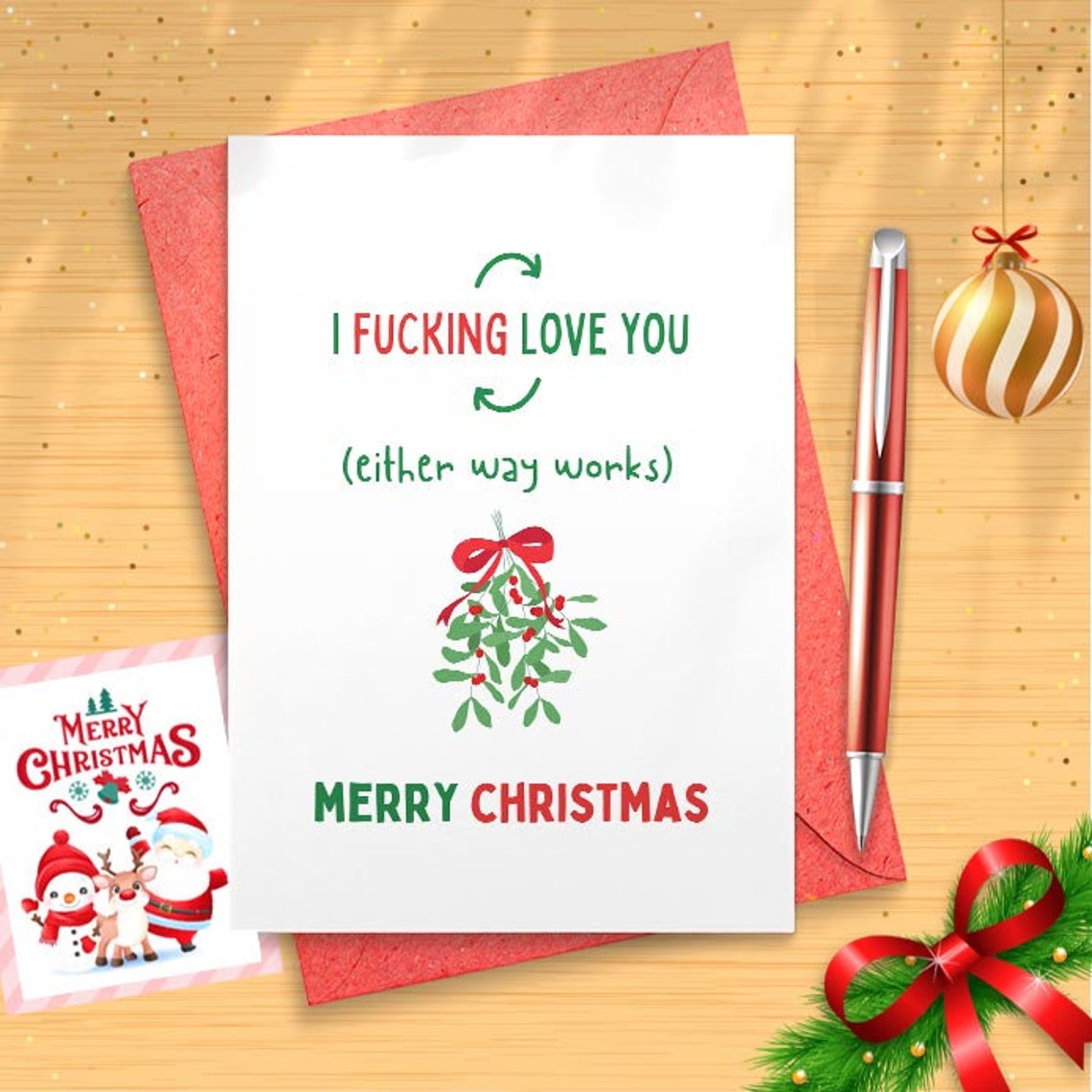 I fucking love you Christmas card - Christmas card for boyfriend or girlfriend......or possibly even your husband or wife [01430]