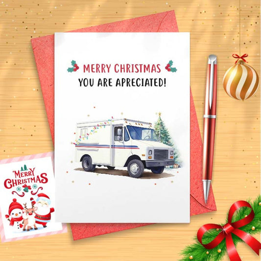 Mail Carrier Christmas Card, Mail Carrier Thank You Card, Christmas Cards, Postal Thank You Christmas, Thank You Appreciation Card[01621]