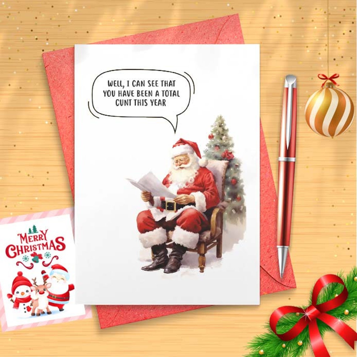 Funny Rude Christmas Card, Christmas Card, Rude Card, Xmas Card, Funny Card, Adult Card, Holiday Card, for Him, Xmas Card Brother [01625]