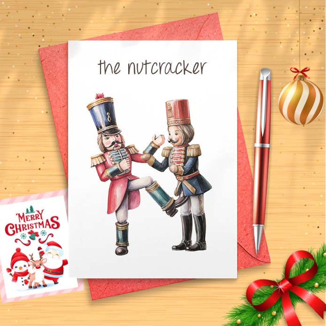 Nutcracker Card, Rude Christmas Card, Dad Christmas Card, Husband Holiday Card,Festive The Nutcracker, Nutcracker Christmas [01401]