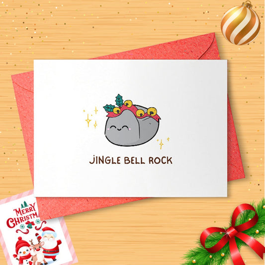 Jingle Bell Rock - Cute Christmas Card, Funny Christmas Card, Simple Holiday Card, Punny Christmas Card, Nerdy Pun Card [01562]