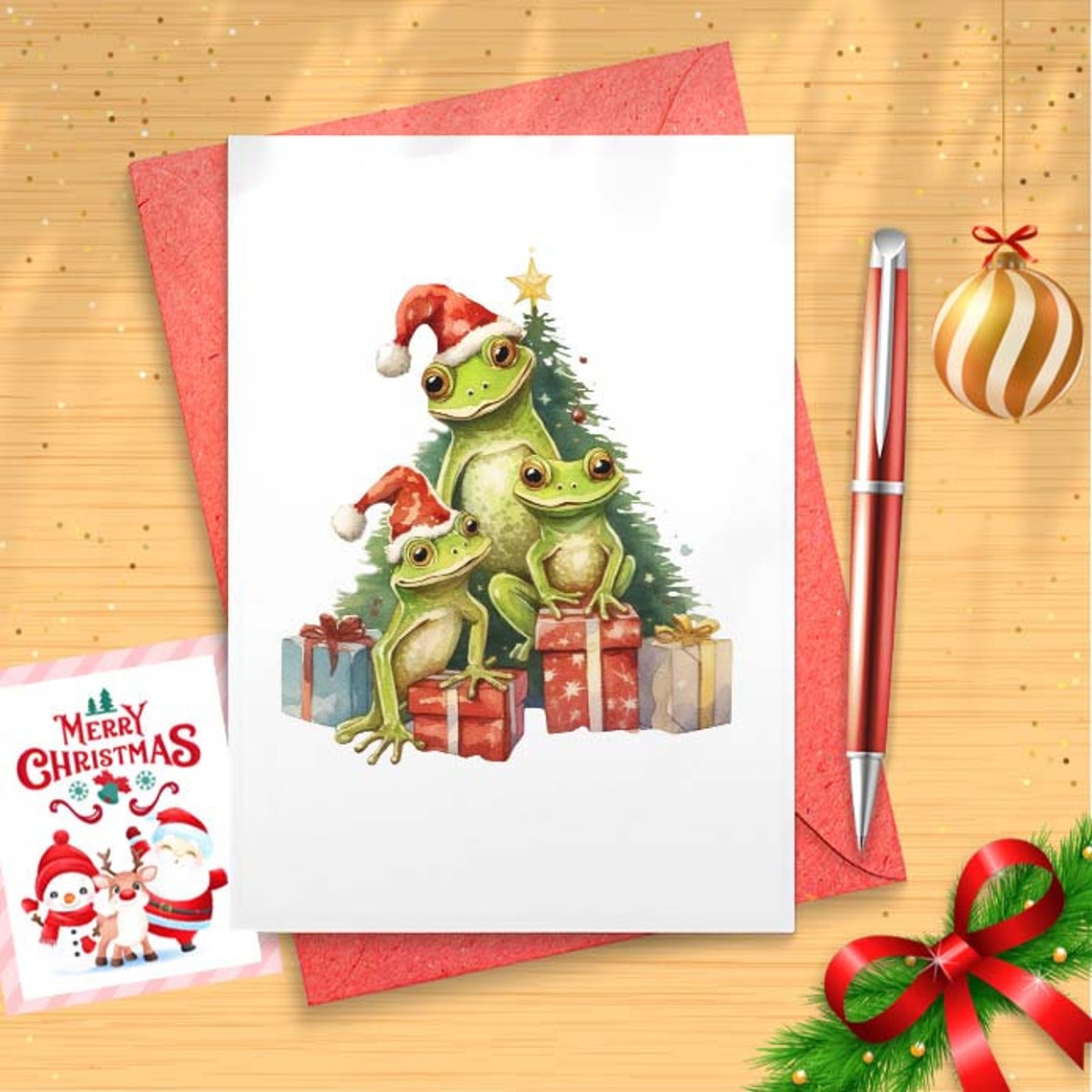 Frogmas Card | Postcard | Frog Themed Christmas Card [01669]