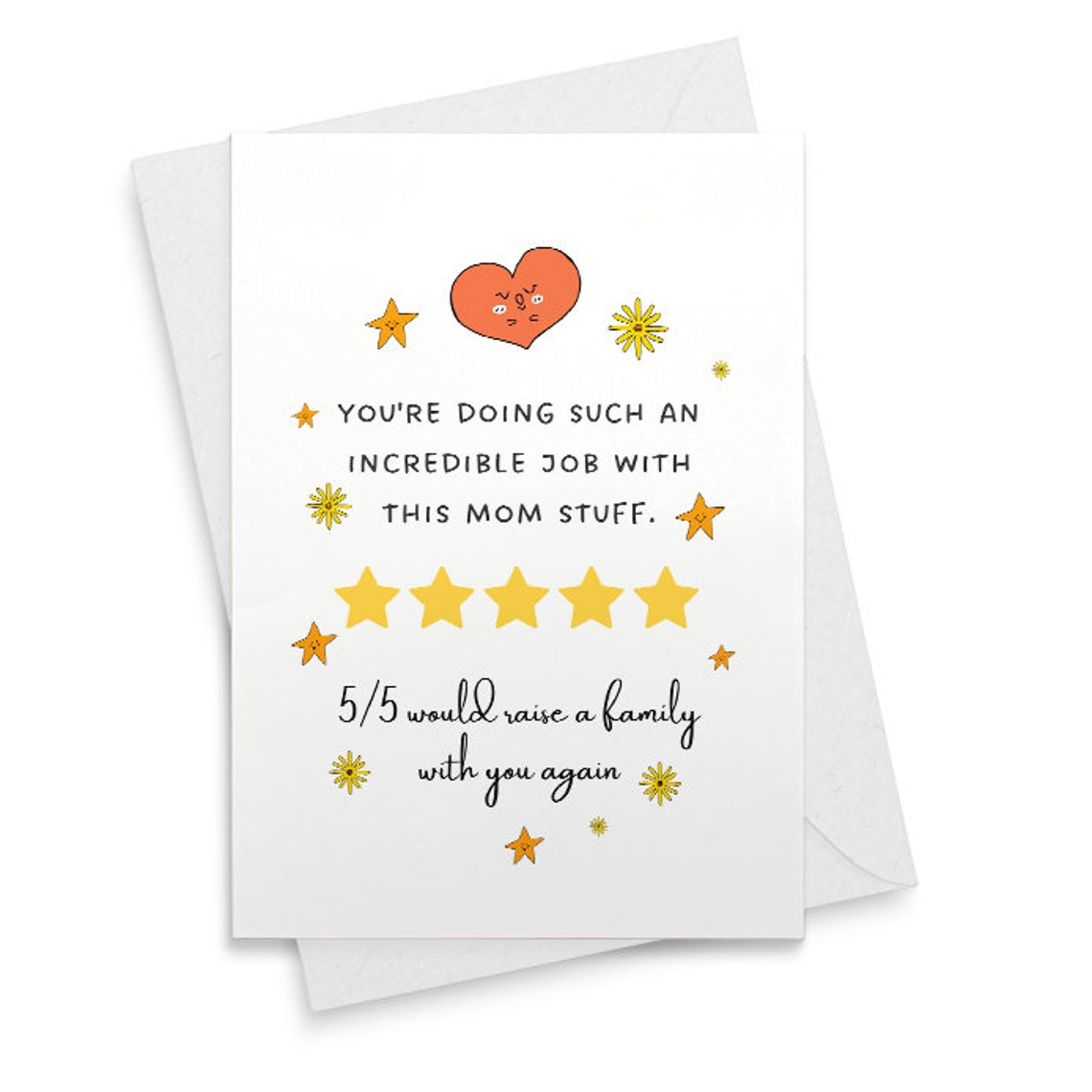 5 Star Mothers Day card for mom, funny mothers day card from husband, mom appreciation card, mom card for wife, best mom for partner [02108]