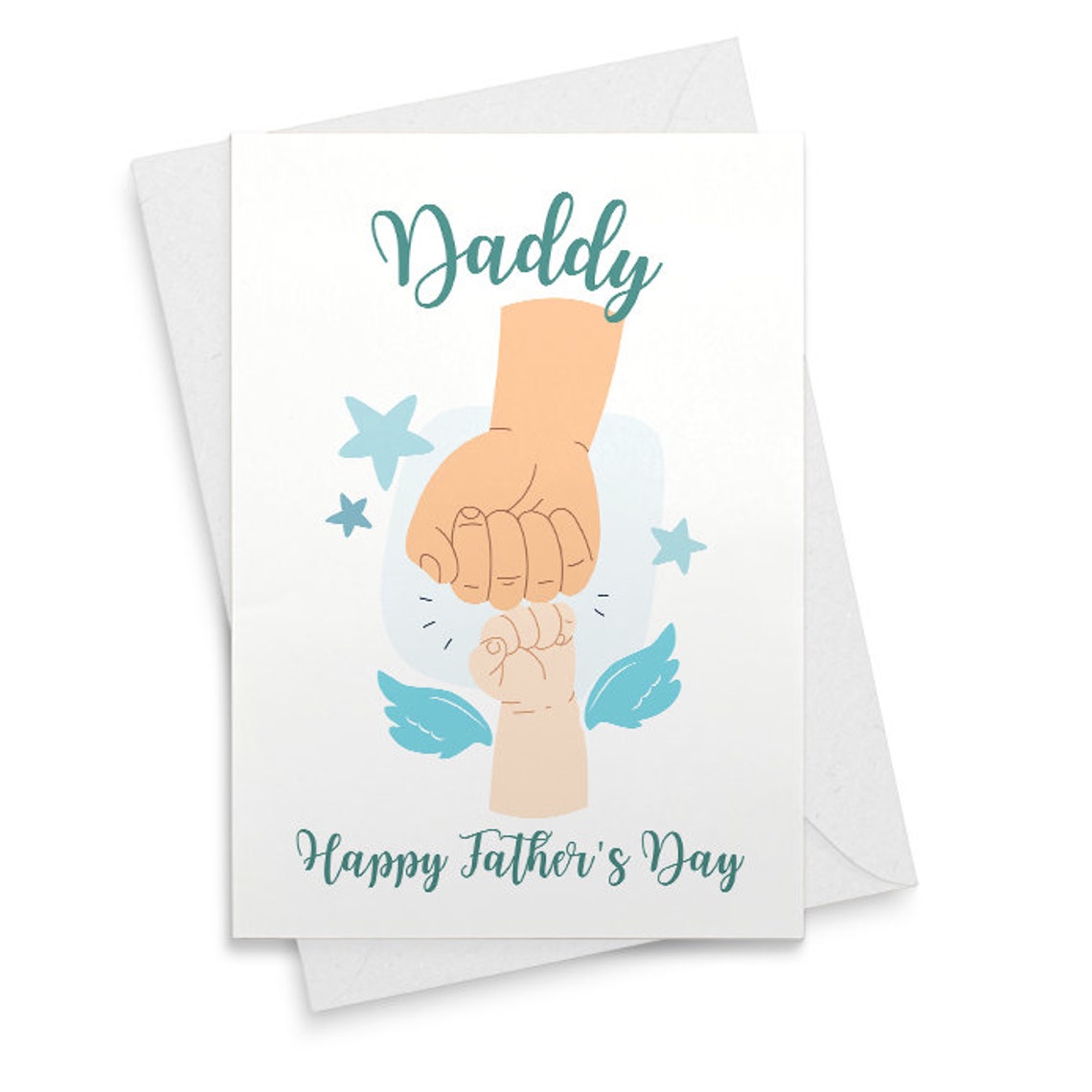 Fathers day card, personalised, bereaved fathers day card, family hands, watercolor hands, baby loss, stillbirth, angel baby card [02247]