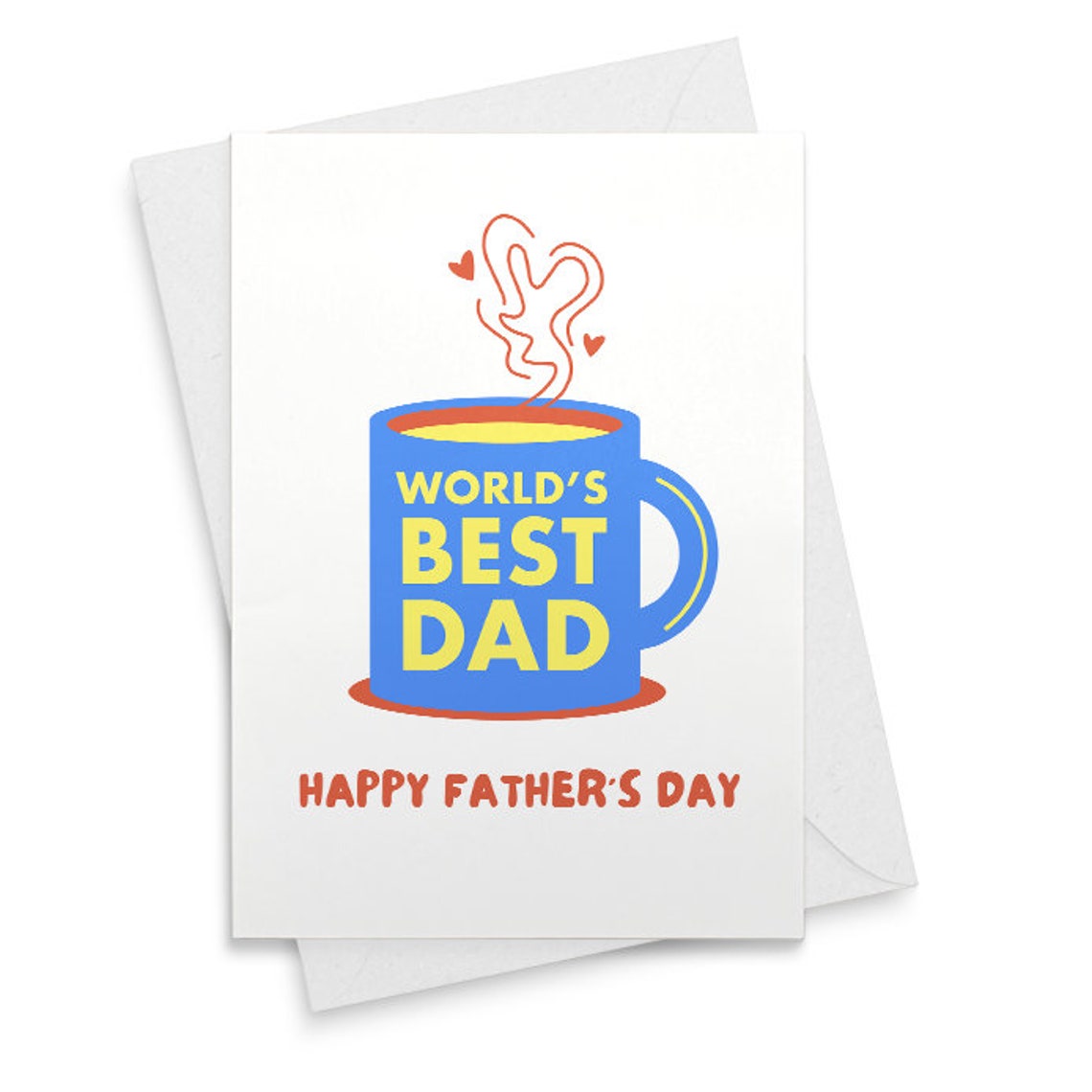 Father's Day Card, World's Best Dad Greeting Card, Minimal Watercolor Coffee Mug, Simple Father's Day Card, Watercolor Cup of Coffee [02286]