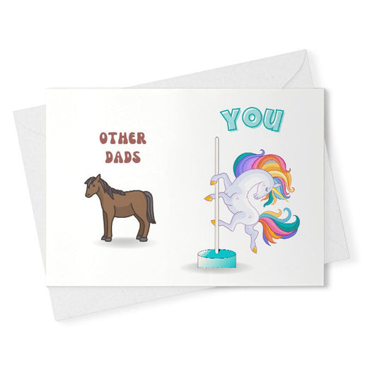 Dad Greeting Card Handmade Blank Funny Gifts For Birthday Best Present Idea Ever Unicorn Gift From Daughter Son Fathers Da [02291]