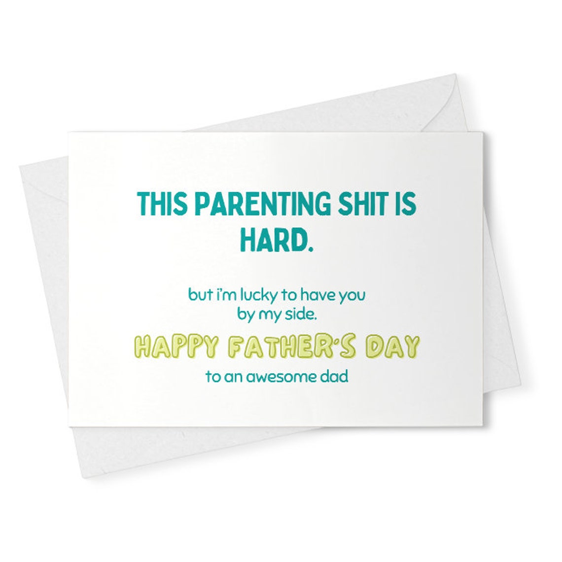 Funny fathers day card, fathers day gift from wife, this parenting shit is hard, snarky humor, Quirky fathers day card for [02292]