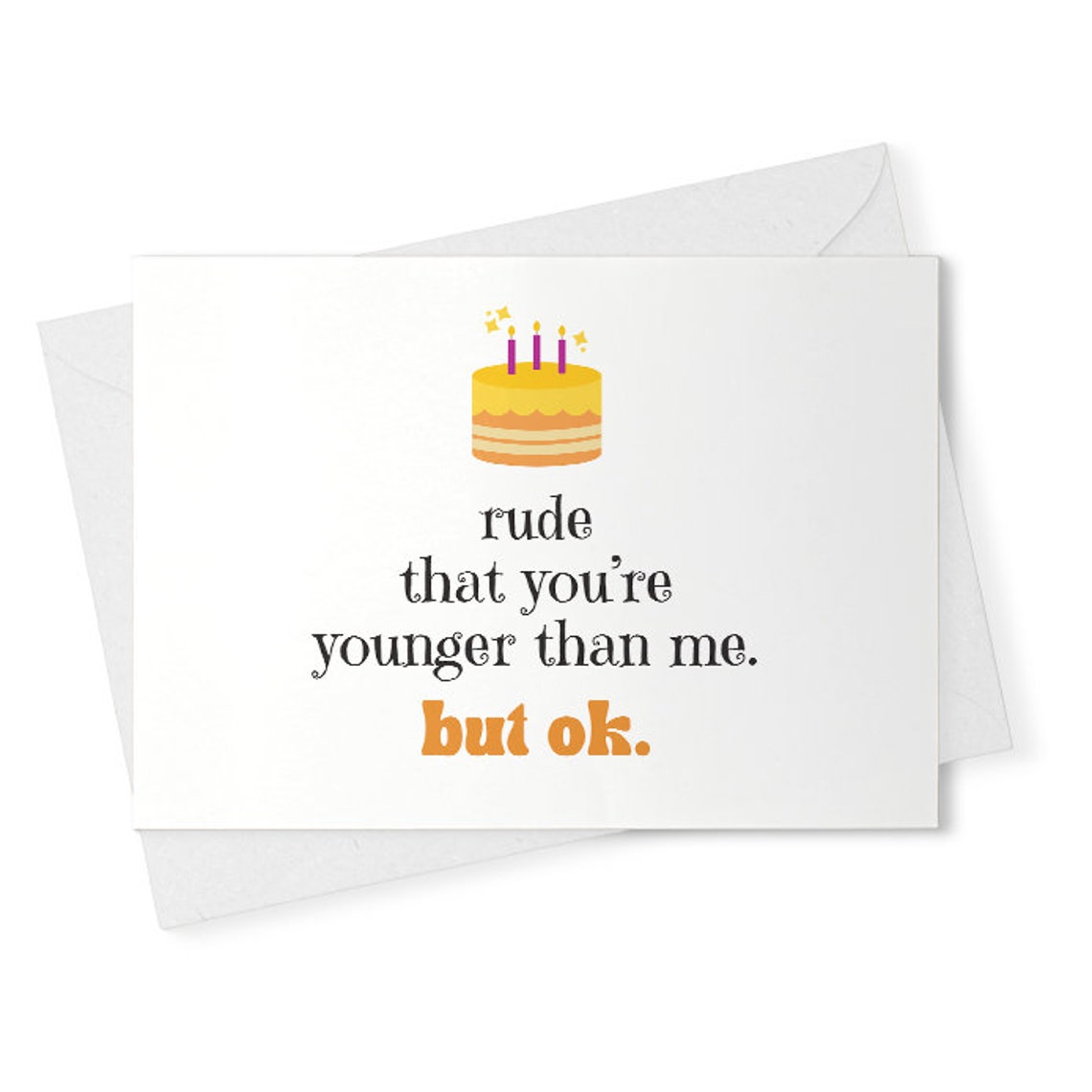 snarky birthday card / rude that you're younger than me. but ok. / hilarious birthday card / funny birthday card for her / for him [02333]