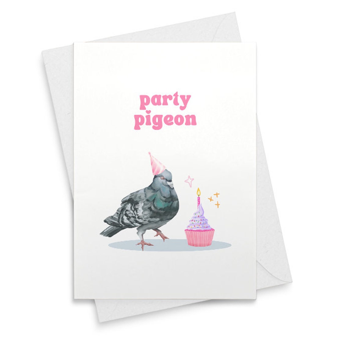 Pigeon Birthday Card, Cute Pigeon Card, Cupcake Birthday Card, Funny Cards, Birthday Cards [02397]