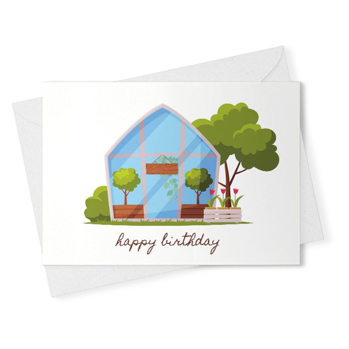 Greenhouse Birthday Card, Gardening Card, Greeting Card [02475]