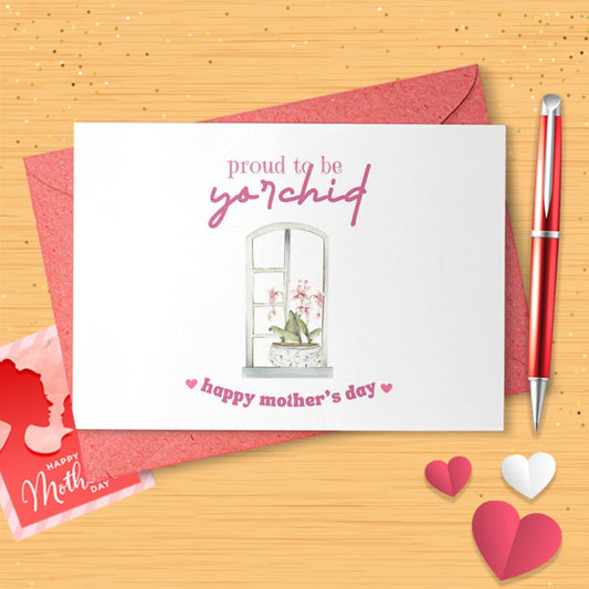 Delightful Mother's Day Card For Plant Mom - Orchid Flowers - Proud To Be Y'Orchid - Greeting Card For Gardening Mom [02546]