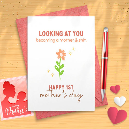 Funny First Mother's Day Card, Humorous Mothers Day Present For First Time Moms, Adorable Mother's Day Card Her, Greeting Card For [02667]