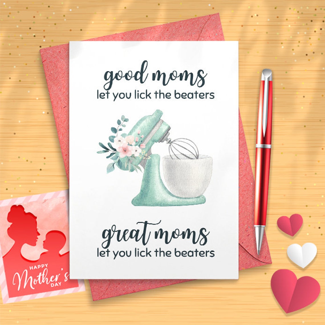 Card, Good Moms Let You Lick The Beaters, Funny Birthday Card For Mom, Funny Mother's Day Card, Mom Birthday Cards [02761]