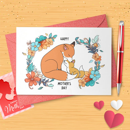 Fox Happy Mothers Day Card | Happy Mother's Day Card | Card For Mom | Mom Card | Nana | Granny | Grandma | Mom | Cute Card [02766]