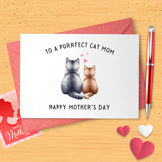 Choose The Cats Mother's Day Card | From The Cats, For Cat Mom, Mom, Mam, Mommy, Mommy | Two Cats [02818]