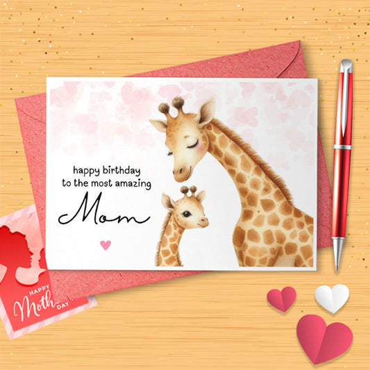 Amazing Mom Birthday Card, Mothers Day Cards, Birthday Card For Mom, Happy Birthday Card, Mam Card, Mom Card, Giraffe Card [02821]