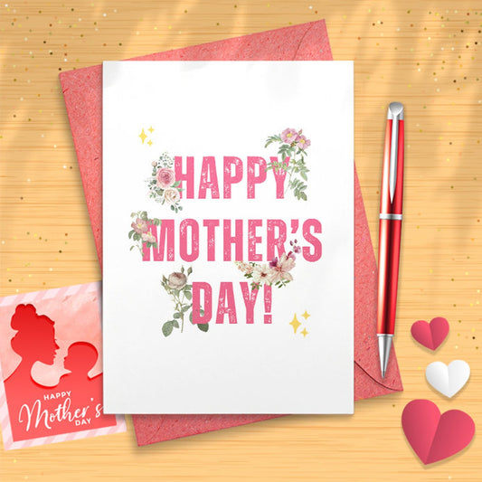 The Best Card Company - Large Mother's Day Greeting Card - Love, Appreciation For Mom Card - Chalk And Roses [02843]