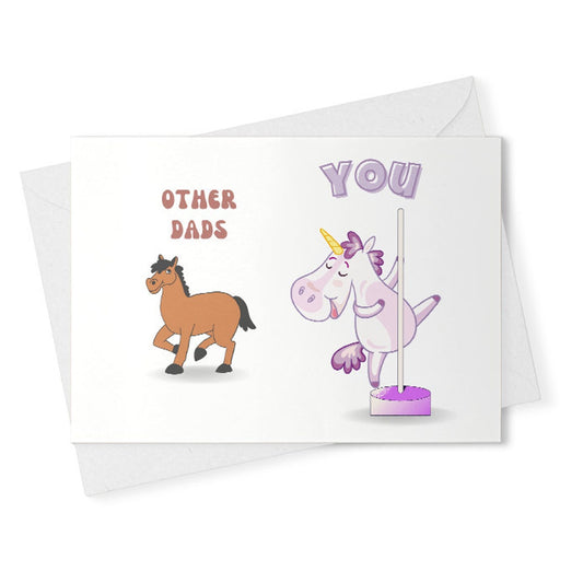 Dad Greeting Card Handmade Blank Funny Gifts For Birthday Best Present Idea Ever Unicorn Gift From Daughter Son Fathers Day [02251]