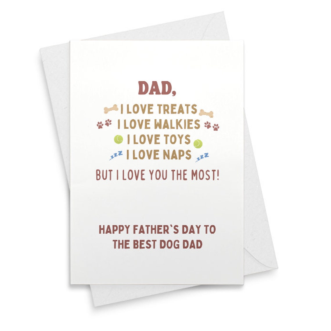 Father's Day Card from Dog, Dog Dad Card, Card for Dad from Dog, Funny Card for Dad, 5x7 Greeting Card, Envelope [02262]