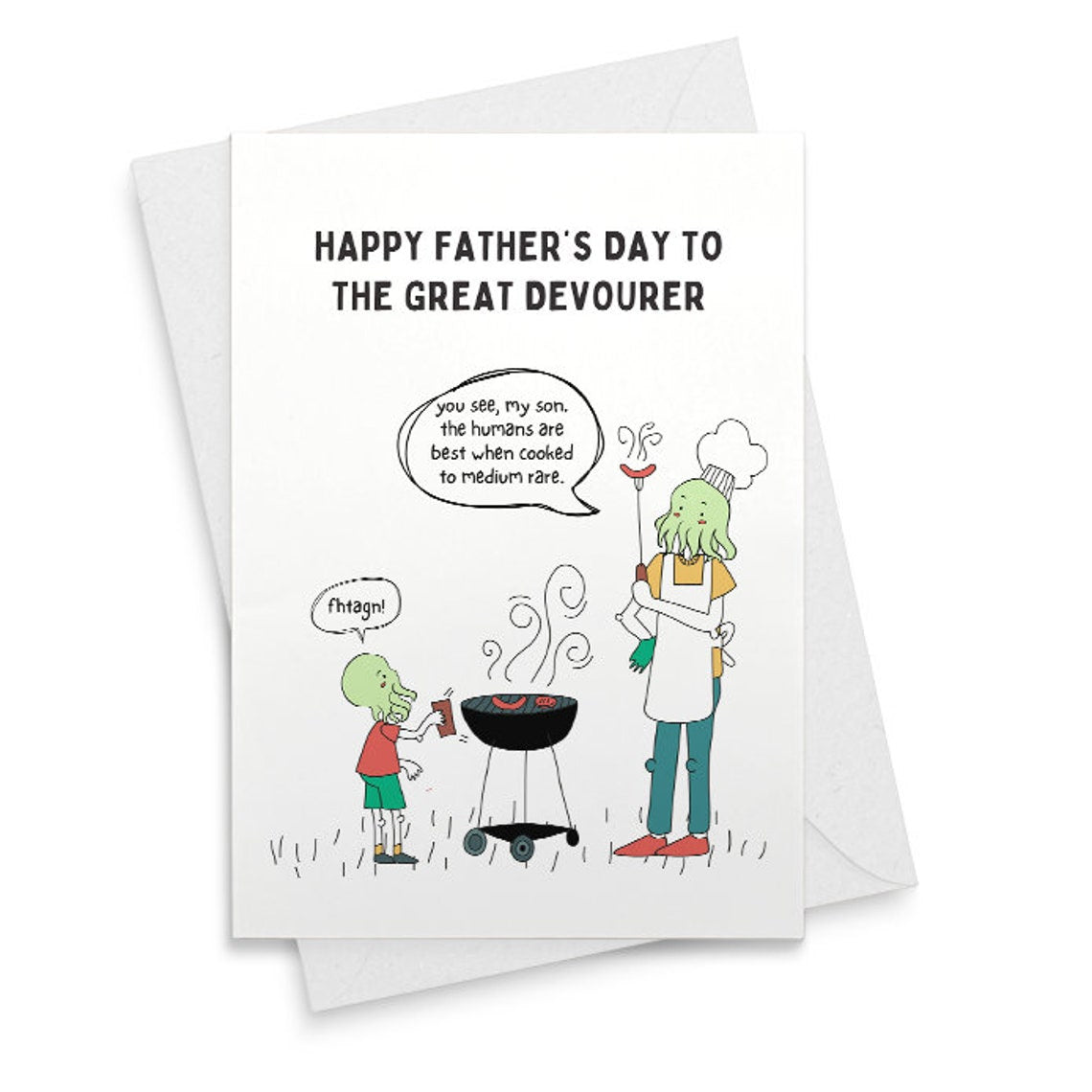 Cthulhu Father's Day Funny Horror Lovecraft Letterpress Greeting Card [02302]