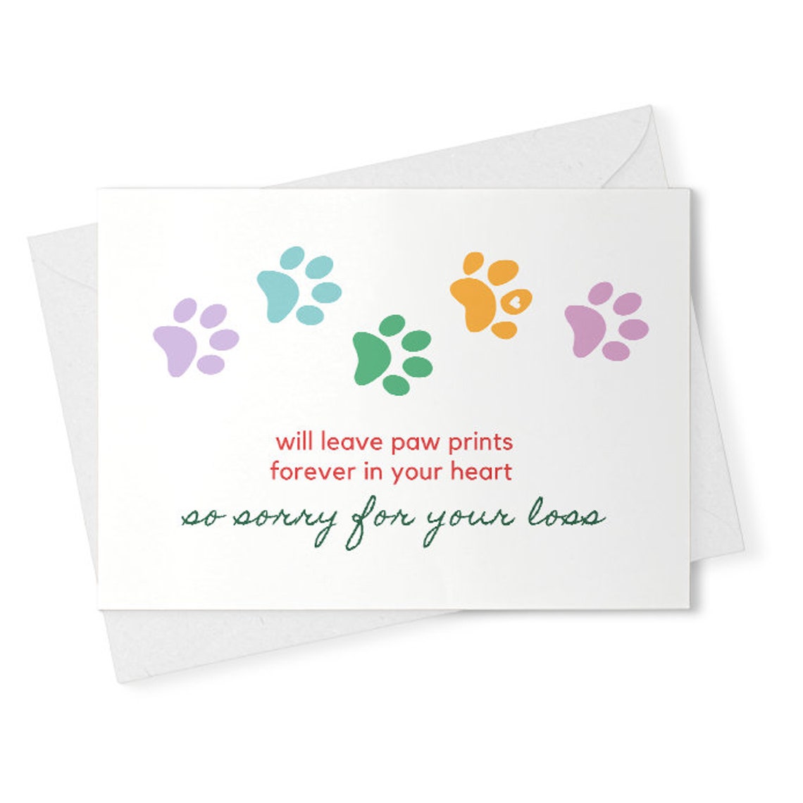 Handmade Card, Sympathy Pet Bereavement, Loss Bereavement Thinking of you, Dog Loss, Cat Sympathy, Paw Print, Sorry for your loss [02308]