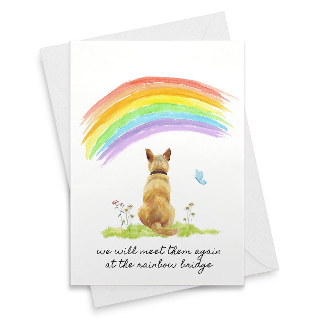 Sympathy card Pet sympathy card, Rainbow Bridge Dog condolence card pup bereavement card [02314]