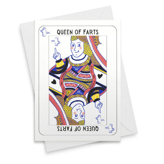 Queen of Farts, Funny Birthday Card, For Mum, For Wife, Anniversary Card, Pull My Finger, Farting Puns, Playing Cards [02448]