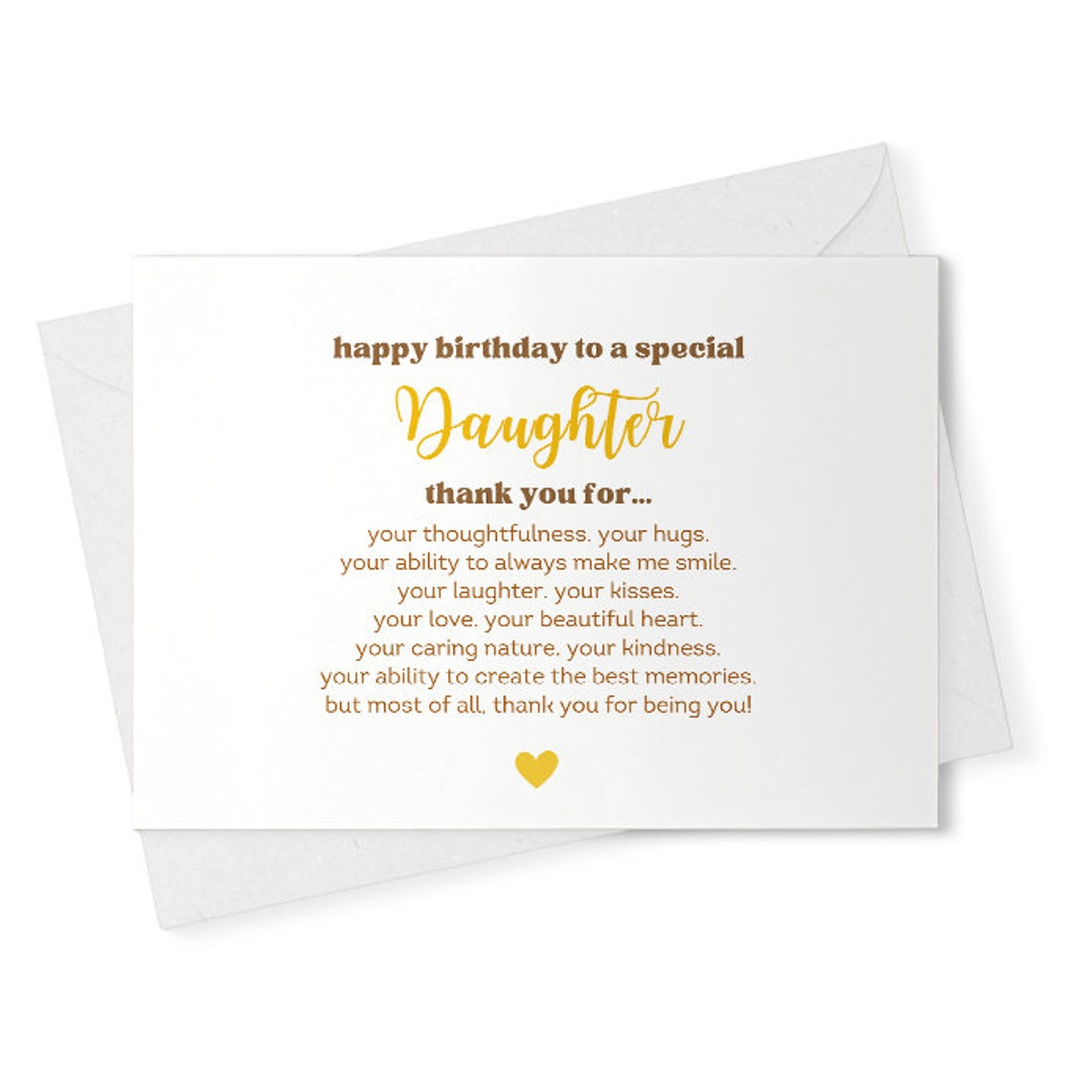 Thank you For Daughter Birthday Card - Birthday Card For Daughter - Birthday Card For Her - Poem Card - Rose Gold Foil Card[02470]