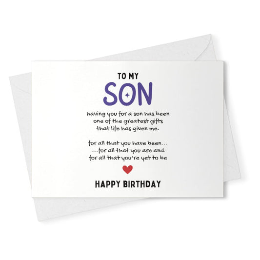 Son birthday card, son poem, adult son birthday card, birthday card for son, special son’s birthday. [02477]