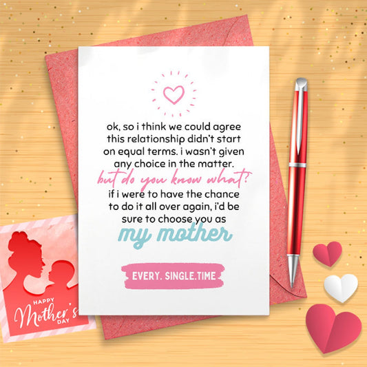 Funny Card For Mother's Day - Greeting Notecard Gift For Moms, Mothers (with Envelope) - Mother Relationship [02609]