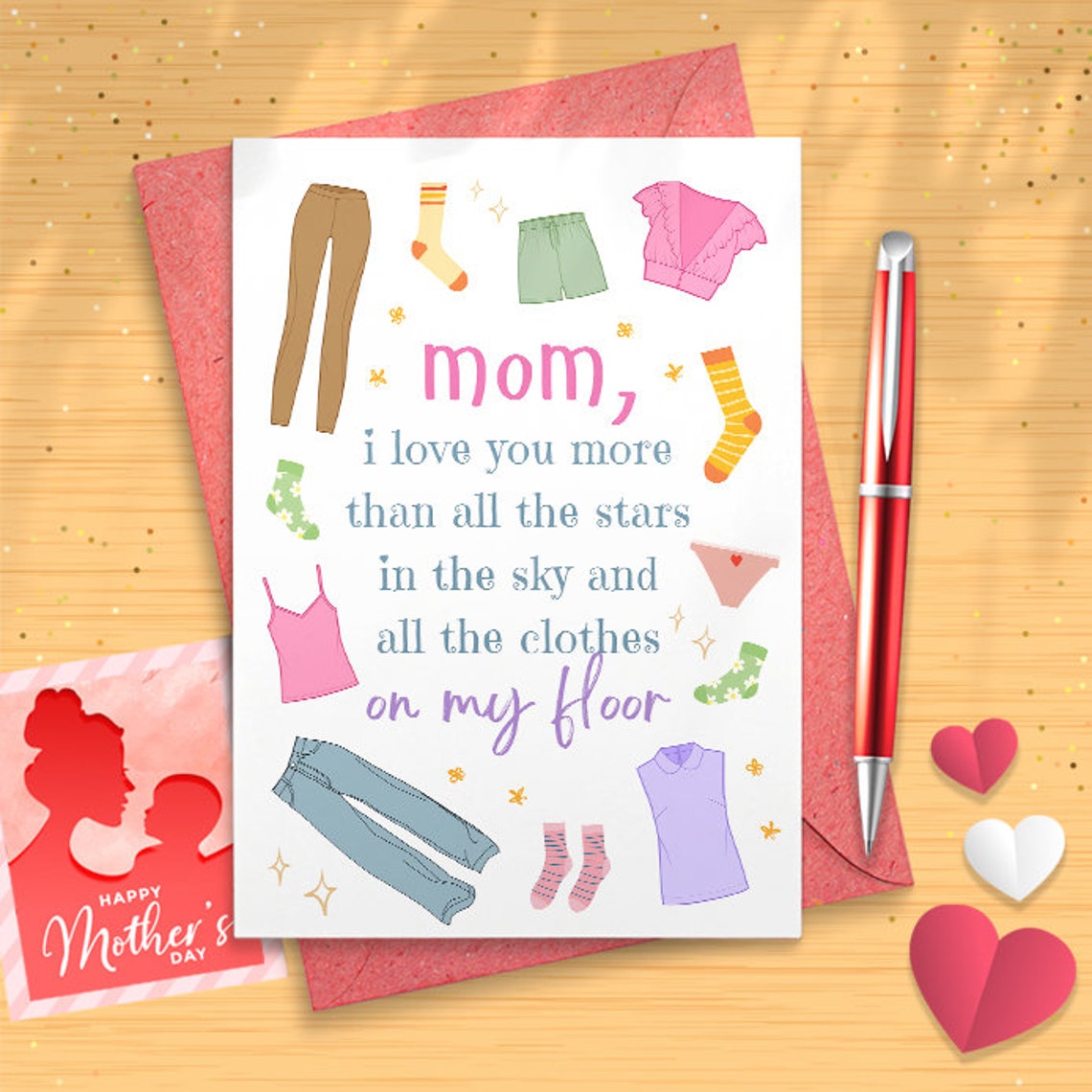 Funny Birthday Or Mothers Day Card For Mom From Teen Son Or Daughter, For Mom,Funny Mother's Day Card [02685]