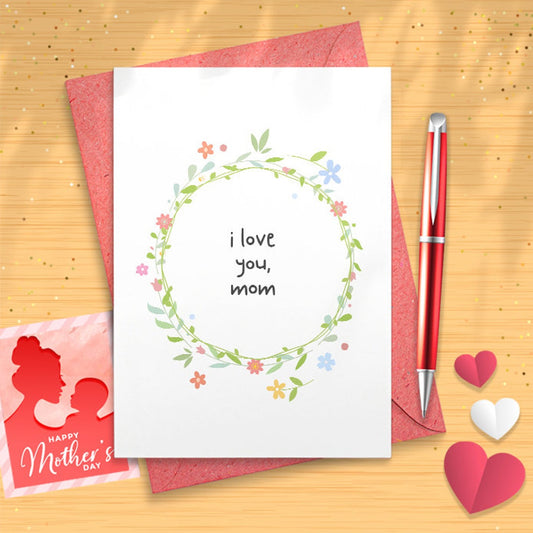 Watercolor I Love You Mom Card, Love You Mom Card, Mom Birthday Card Card, Watercolor Flower Card, Mom's Day Card [02718]