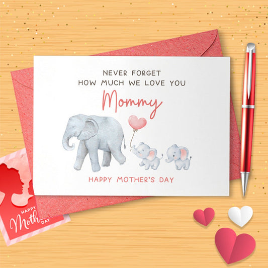 Elephant Two Children Mother's Day Card | For A Special Mom, Mom, Mam | Mommy, Mommy, Mama From Babies, Twins, Sons, Daughters [02810]