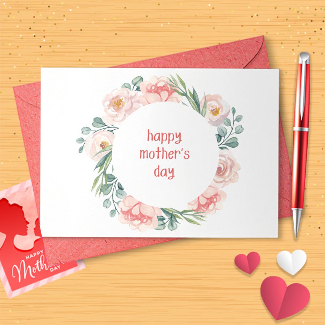 Pretty Flowers And Leaves Mother's Day Card | Pretty Card For Mom | Can Post To Recipient With Personal Message [02811]