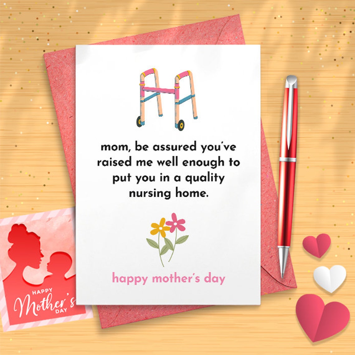 Quality Nursing Home Mother's Day Card, Mean Yet Funny Mothers Day Card, Hilarious Mothers Day Greetings For Mom, Cheeky Card For [02863]