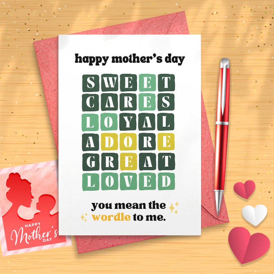 Wordle Mother's Day Card, Trend Mother's Day Card, Cute Mother's Day Card, Funny Mothers Day Card, Pun Mother's Day Card, Happy [02913]