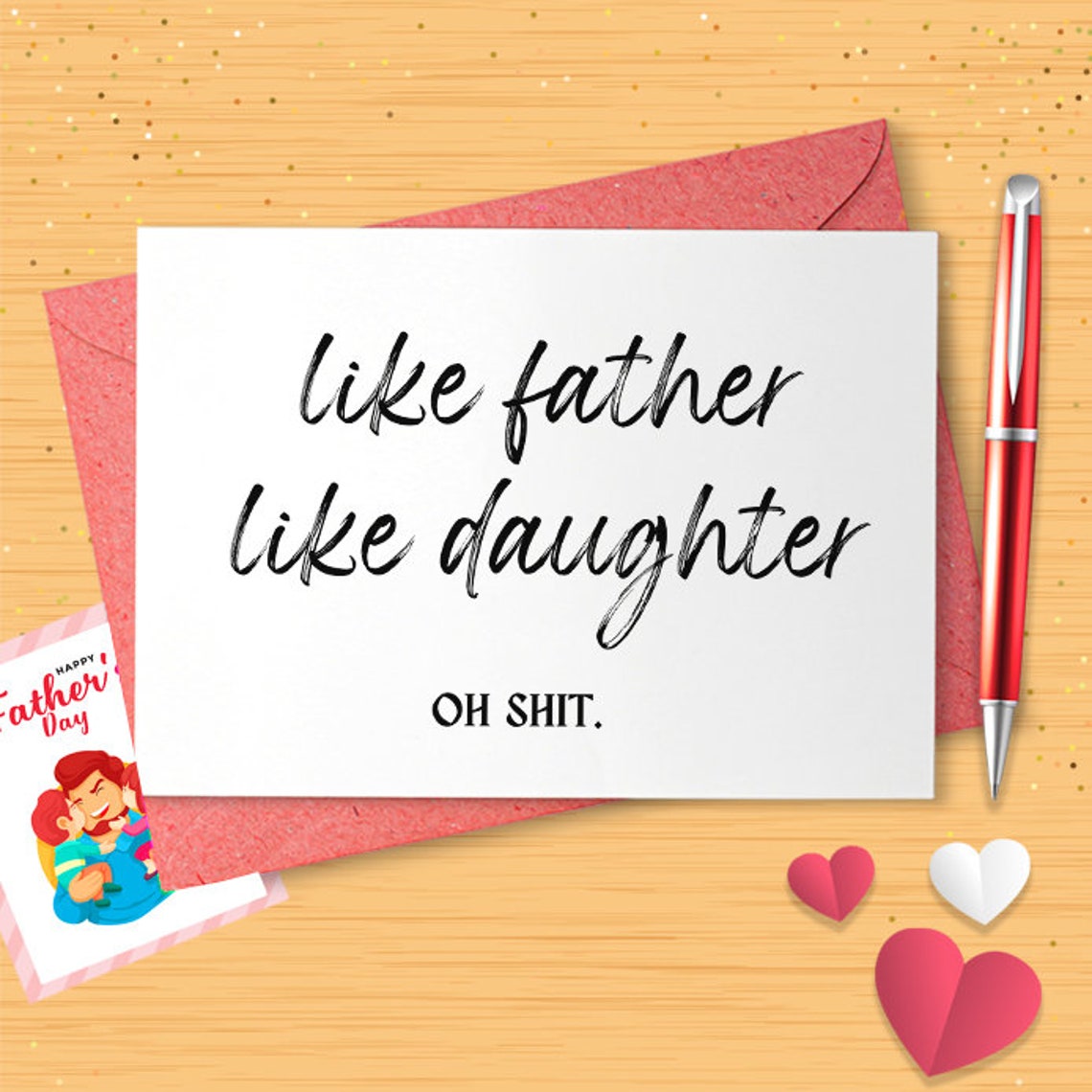 Fathers Day Card Funny / Fathers Day Card From Daughter / Like Father Like Daughter Oh Shit / Father's Day Gift / Adult Humor [03026]