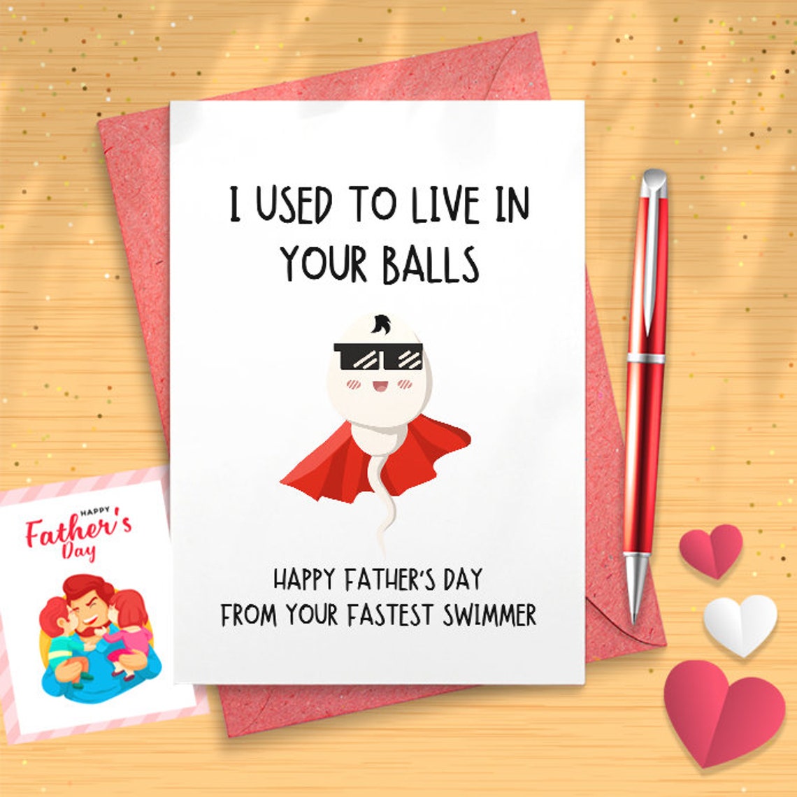 Funny Father's Day Card, I Used To Live In Your Balls, Father's Day, Hilarious Birthday Card For Dad, Fathers Day Card, Father Day [03084]