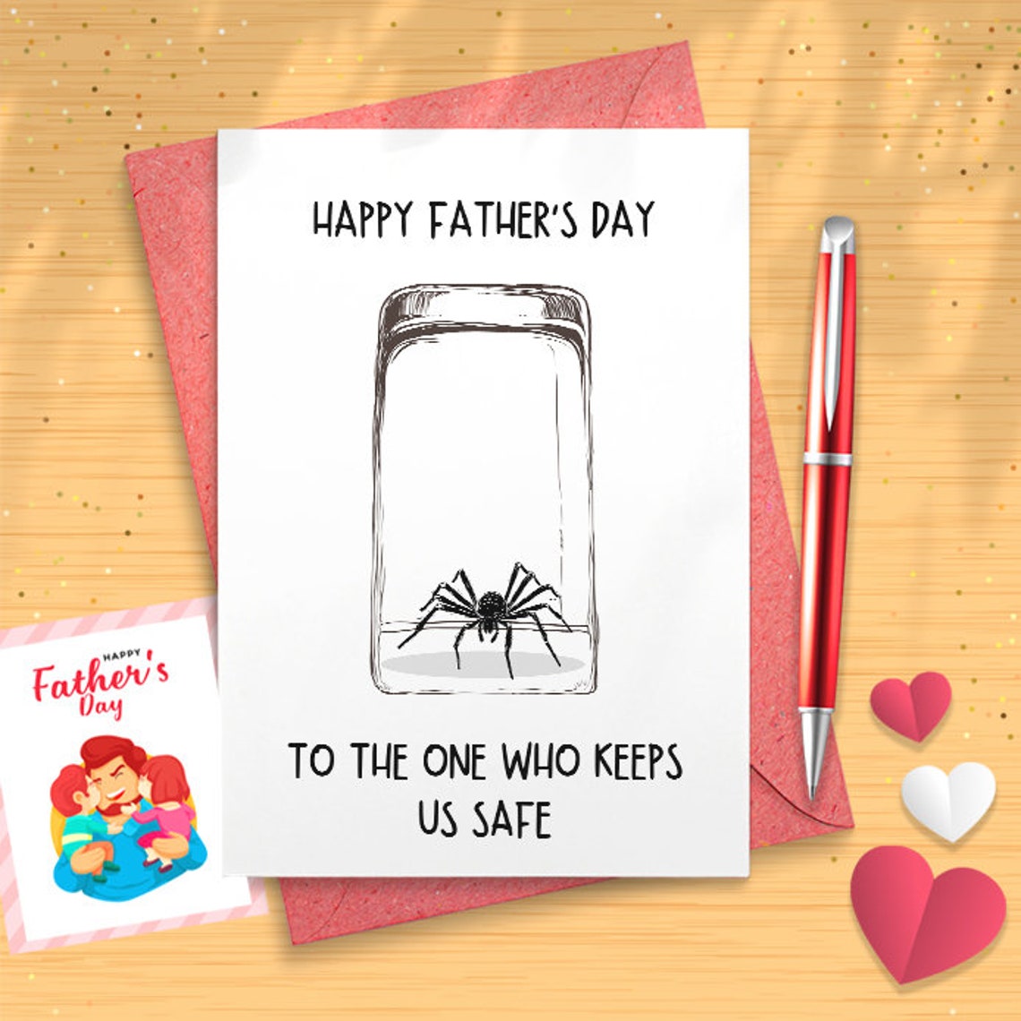 Father's Day Spider Card For Dad, Funny Fathers Day Card From Wife, Cute Fathers Day Hero Card From Girlfriend, Card From Us, Gift [03093]