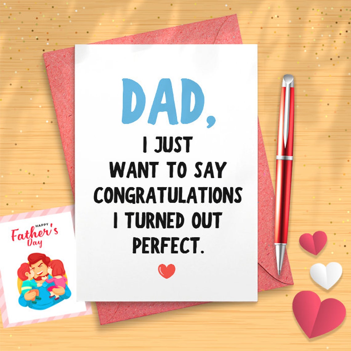 Funny Father's Day Card For Dad, Birthday Card For Dad, Anniversary Card Envelope Included, Blank Inside [03168]