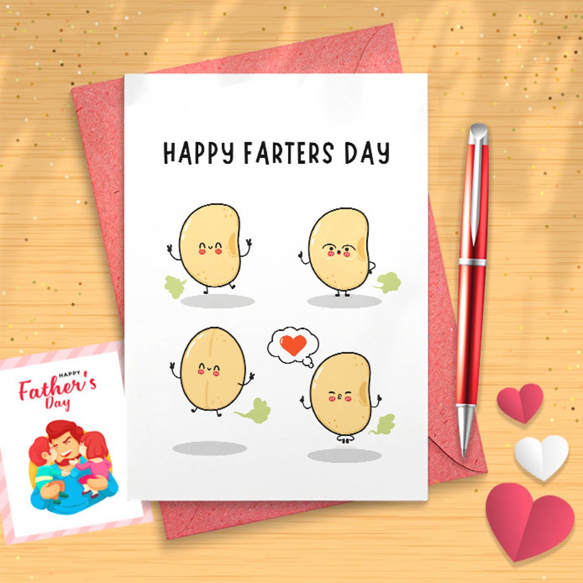 Happy Farters Day Card, Cute Pun Fathers Day Card, Dad Card For Father Stepdad Father-in Law [03175]