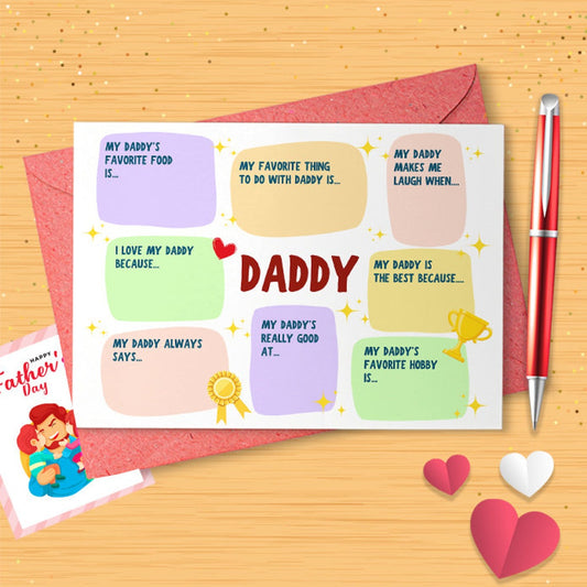 Fill In The Blank Daddy Fathers Day Card | Father's Day Card All About My Daddy | All About Daddy Fill In The Blanks Questionnaire [03179]