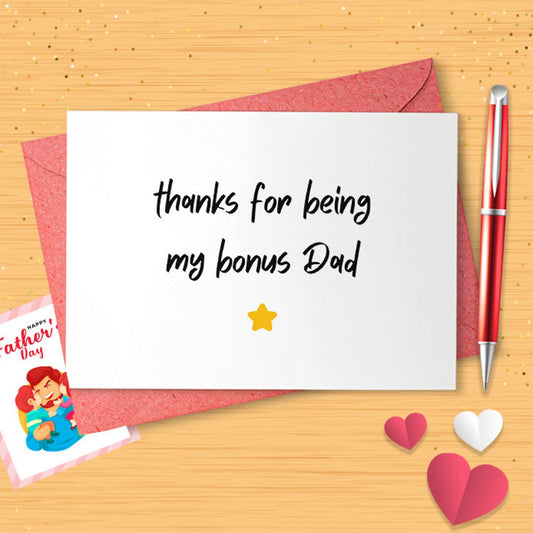 Bonus Dad Card | Step Dad Card For Bonus Dad | Fathers Day Card Or Birthday Card | Stepdad Stepfather Card On Father's Day [03181]